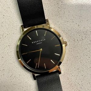 Rosefield Bowery Black Leather Watch